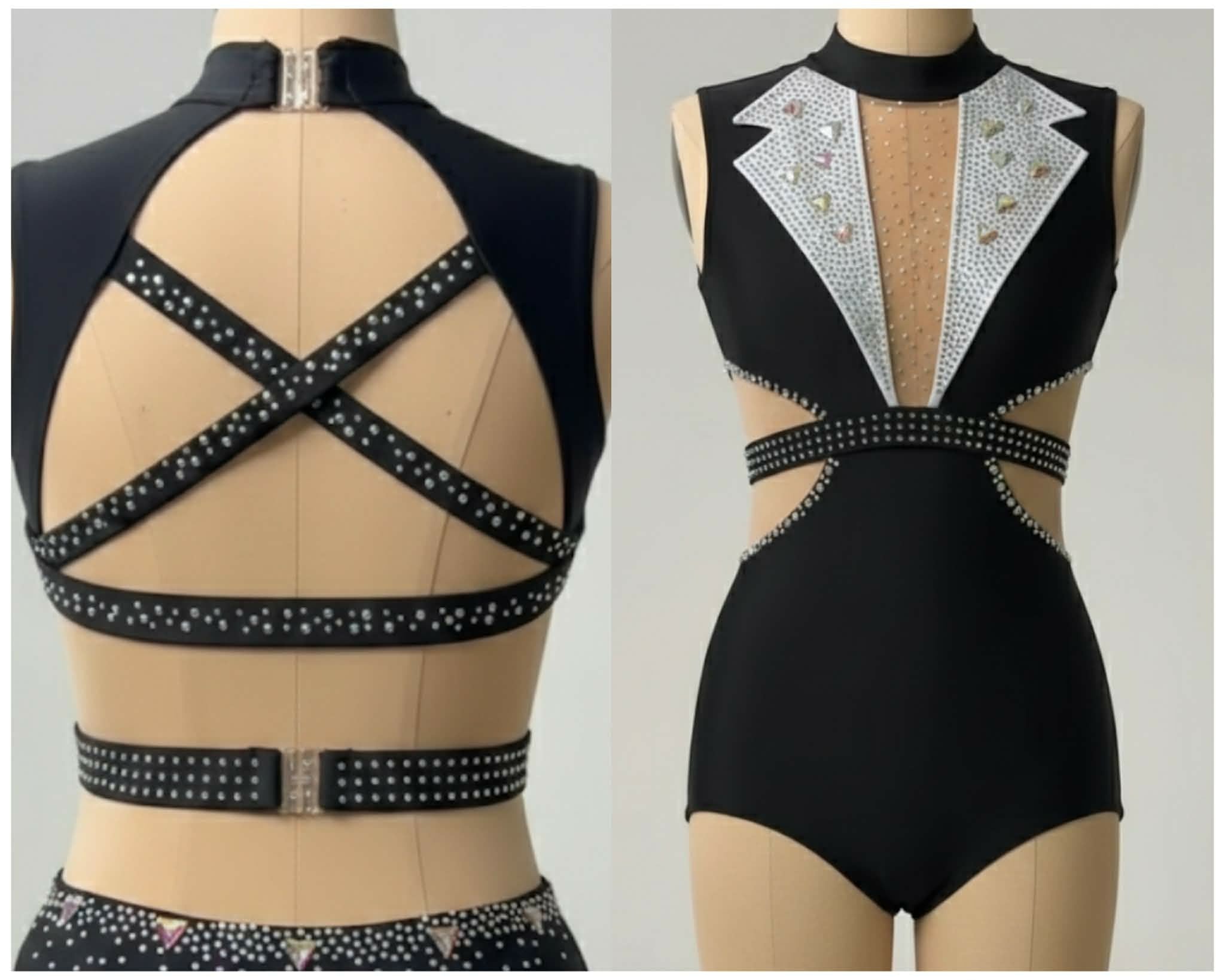 Custom Dance Costume With Sparkling Rhinestone Detailing For Competition GIRL BOSS THEME