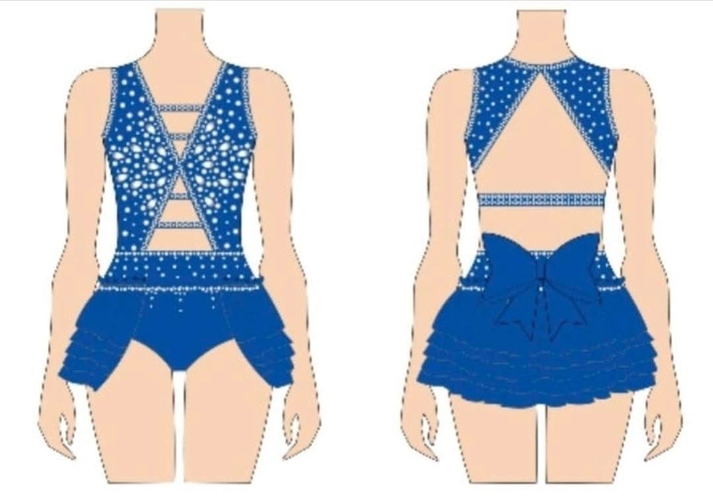 Custom Dance Costume With Sparkling Rhinestone Detailing For Competition