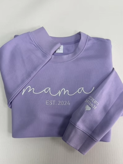 Personalized New Mom Gift - Cozy Embroidered Mama Crewneck Sweater