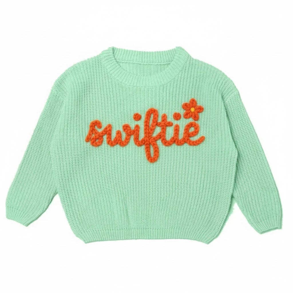 CUSTOM Hand Embroidered Boho Knit Sweater Oversized For Adults And Kids