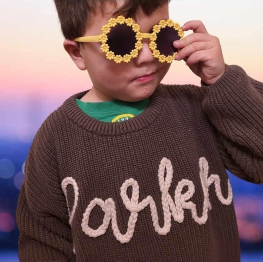 Oversized Boho Custom hand Embroidery Adult and kids sizes