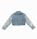 CUSTOM Denim Jacket With Sequin Sleeves And Sparkle Details