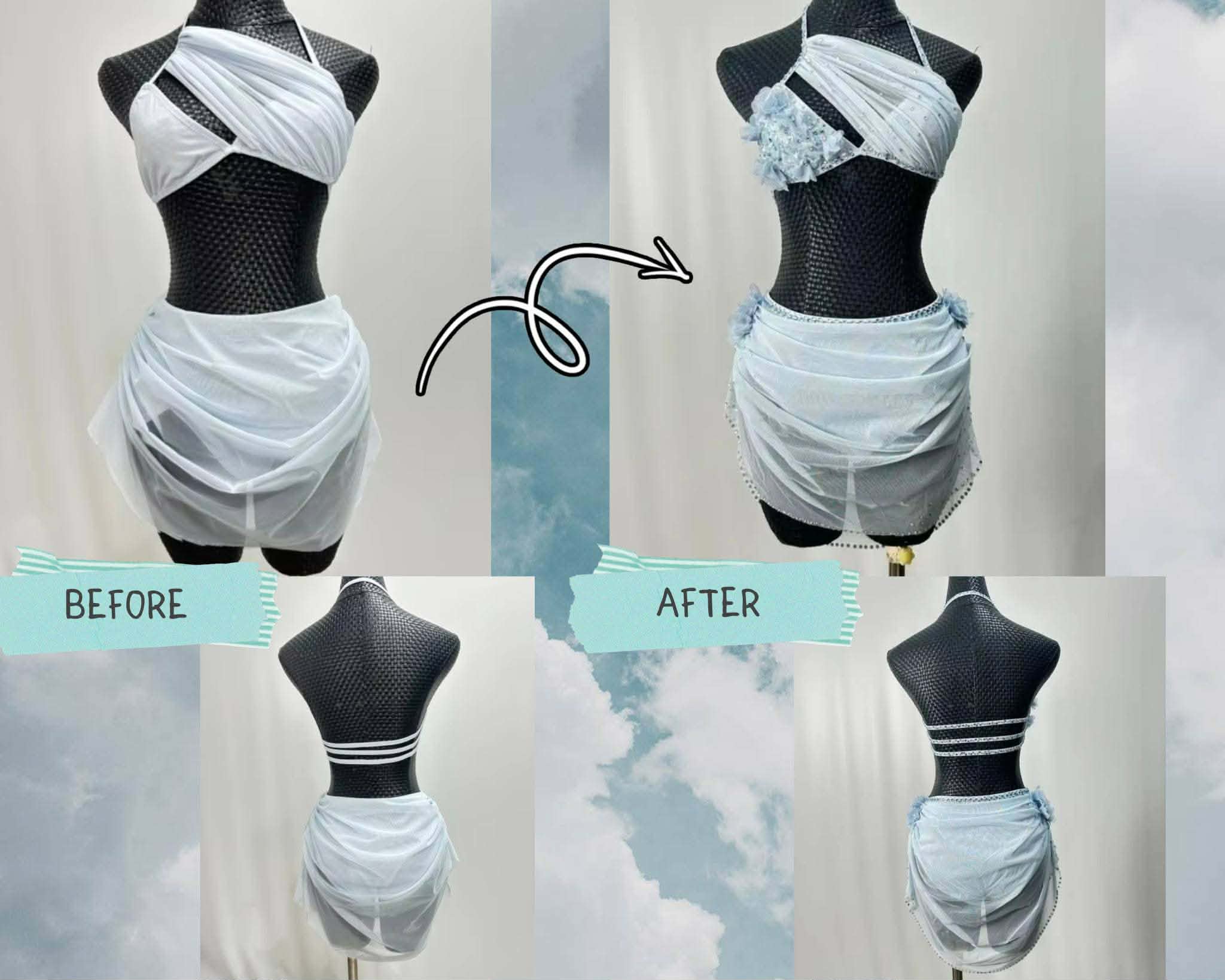 Custom Dance Costume With Sparkling Rhinestone Detailing For Competition