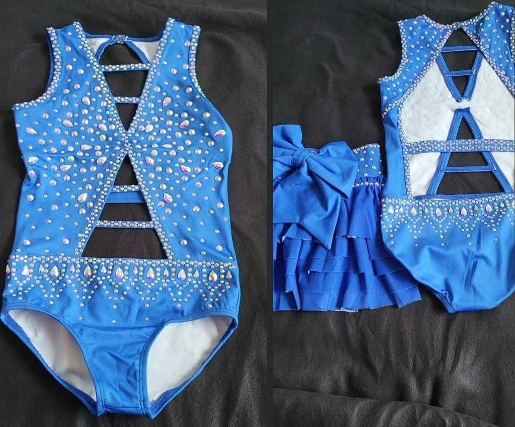 Custom Dance Costume With Sparkling Rhinestone Detailing For Competition