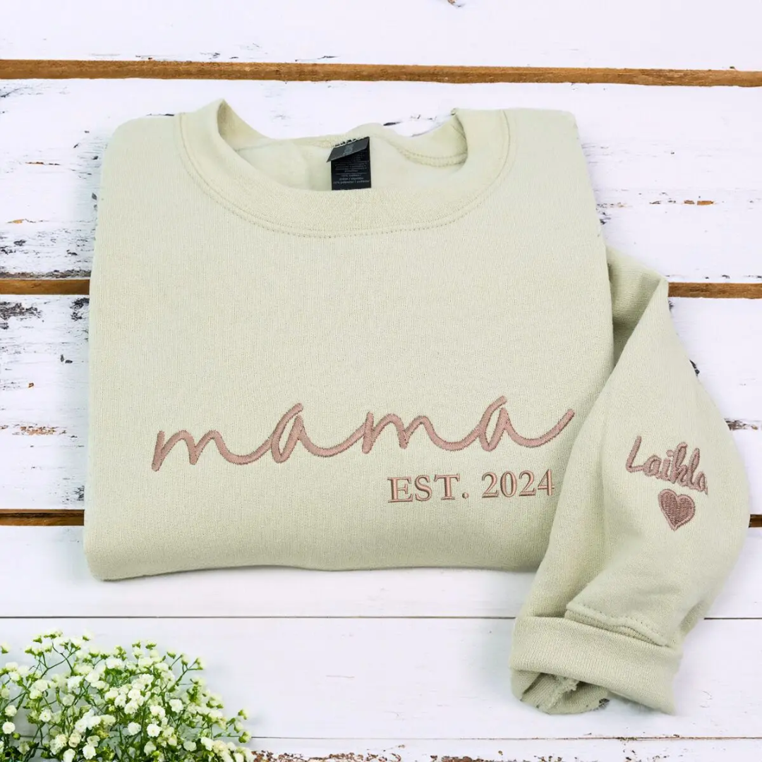 Personalized New Dad Gift - Cozy Embroidered Father Papa Crewneck Sweater