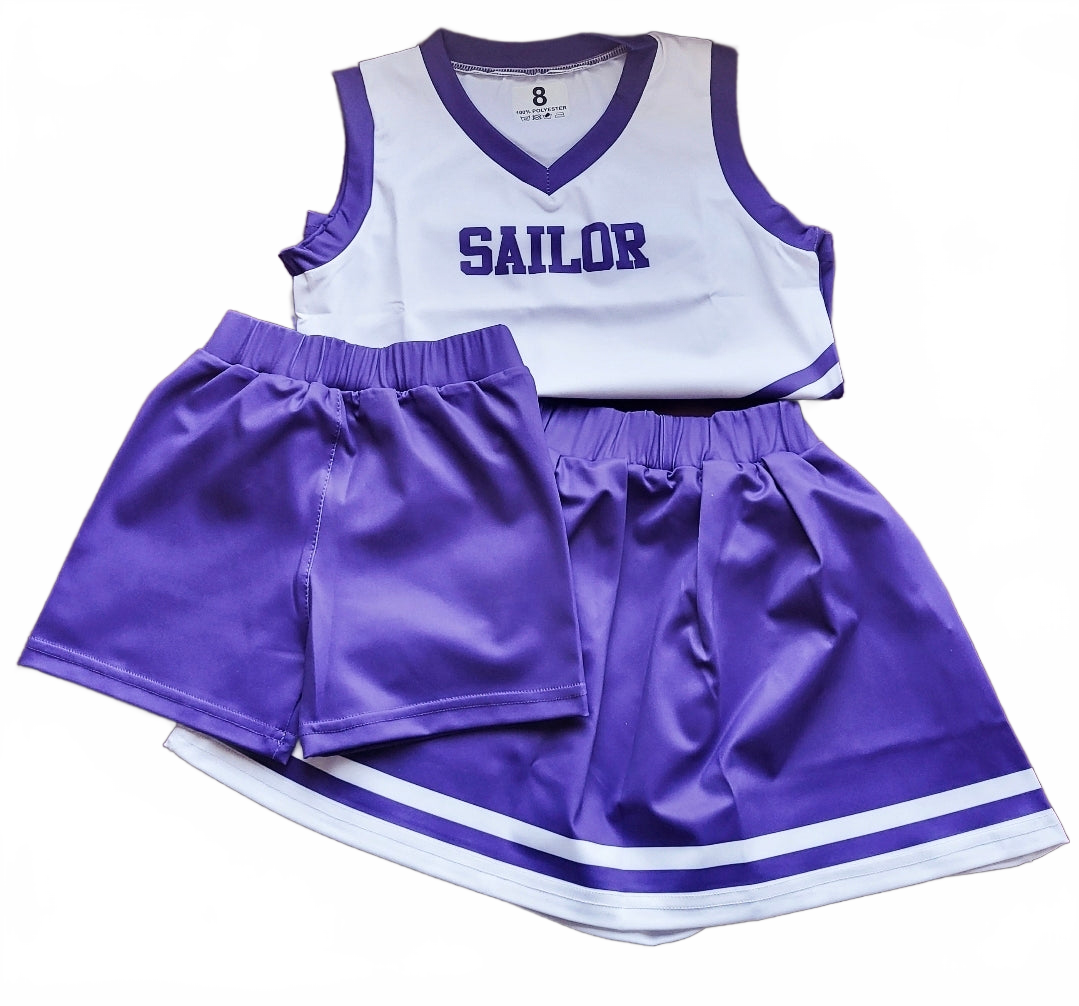 Personalized 3 Piece Cheer Uniform Set With Custom Team Color And Name NO RHINESTONES